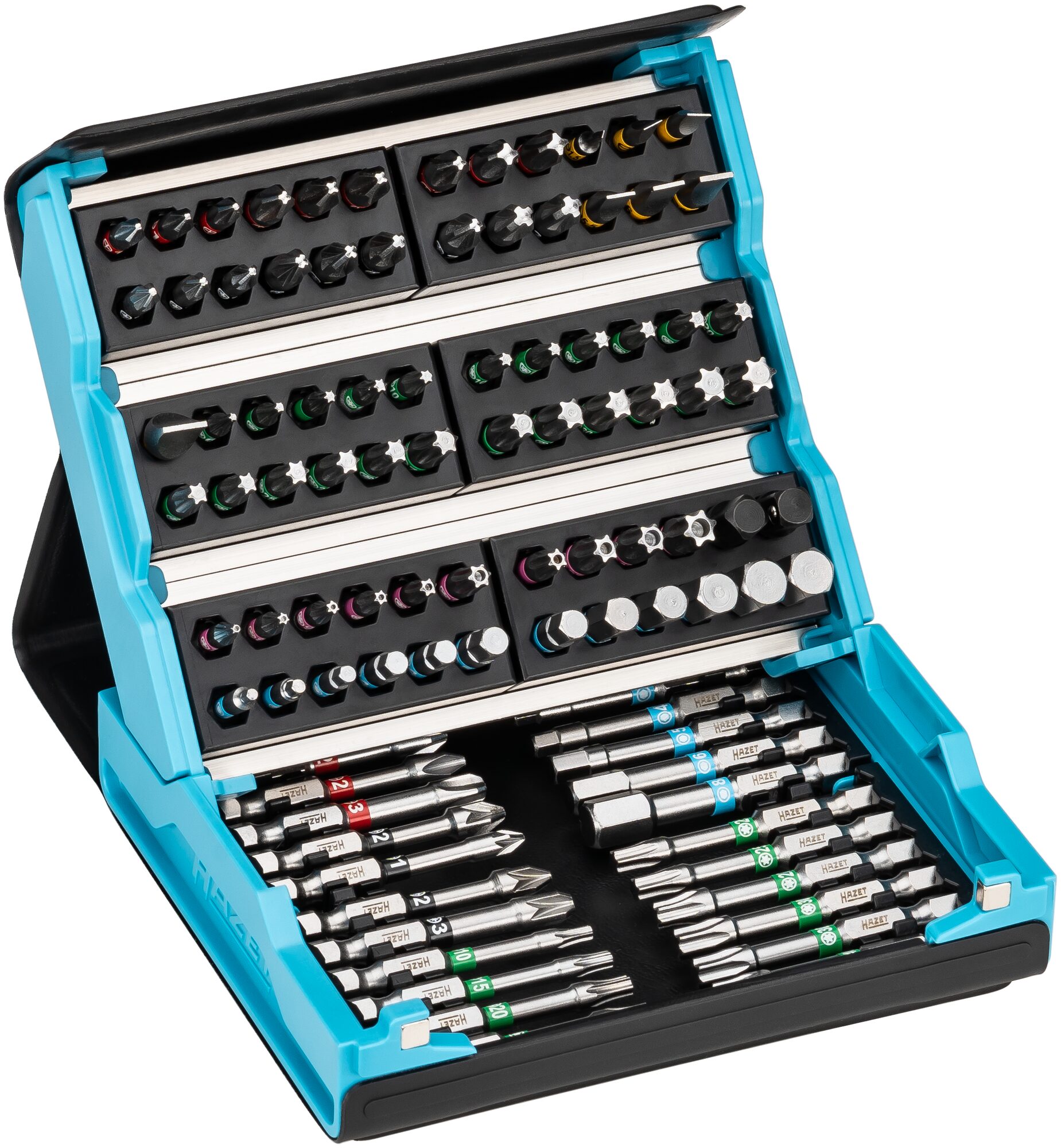 HAZET SmartCase Bit Satz 2200SC-3 · Sechskant massiv 6,3 (1/4 Zoll) · Schlitz Profil, Kreuzschlitz Profil PH, Pozidriv Profil PZ, Innen Sechskant Profil, Innen TORX® Profil, Tamper Resistant TORX® Profil · 0,4?x?1,5?–?1,2?x?8 · 2?–?8 · PH1?–?PH3 · PZ1?–?