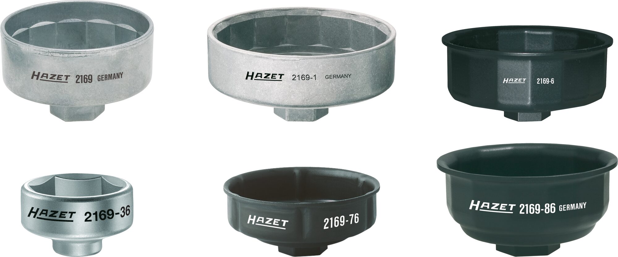 HAZET Ölfilter-Schlüssel Satz 2169/6 · Vierkant hohl 10 mm (3/8 Zoll), Vierkant hohl 12,5 mm (1/2 Zoll) · Außen Sechskant Profil · Anzahl Werkzeuge: 6