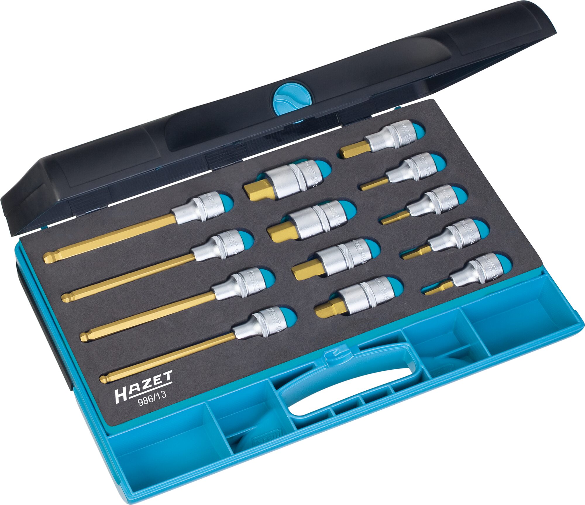 HAZET Schraubendreher-Steckschlüsseleinsatz Satz 986/13 · 1/2 Zoll (12,5 mm) Vierkant hohl · Innen Sechskant Profil · 5–10