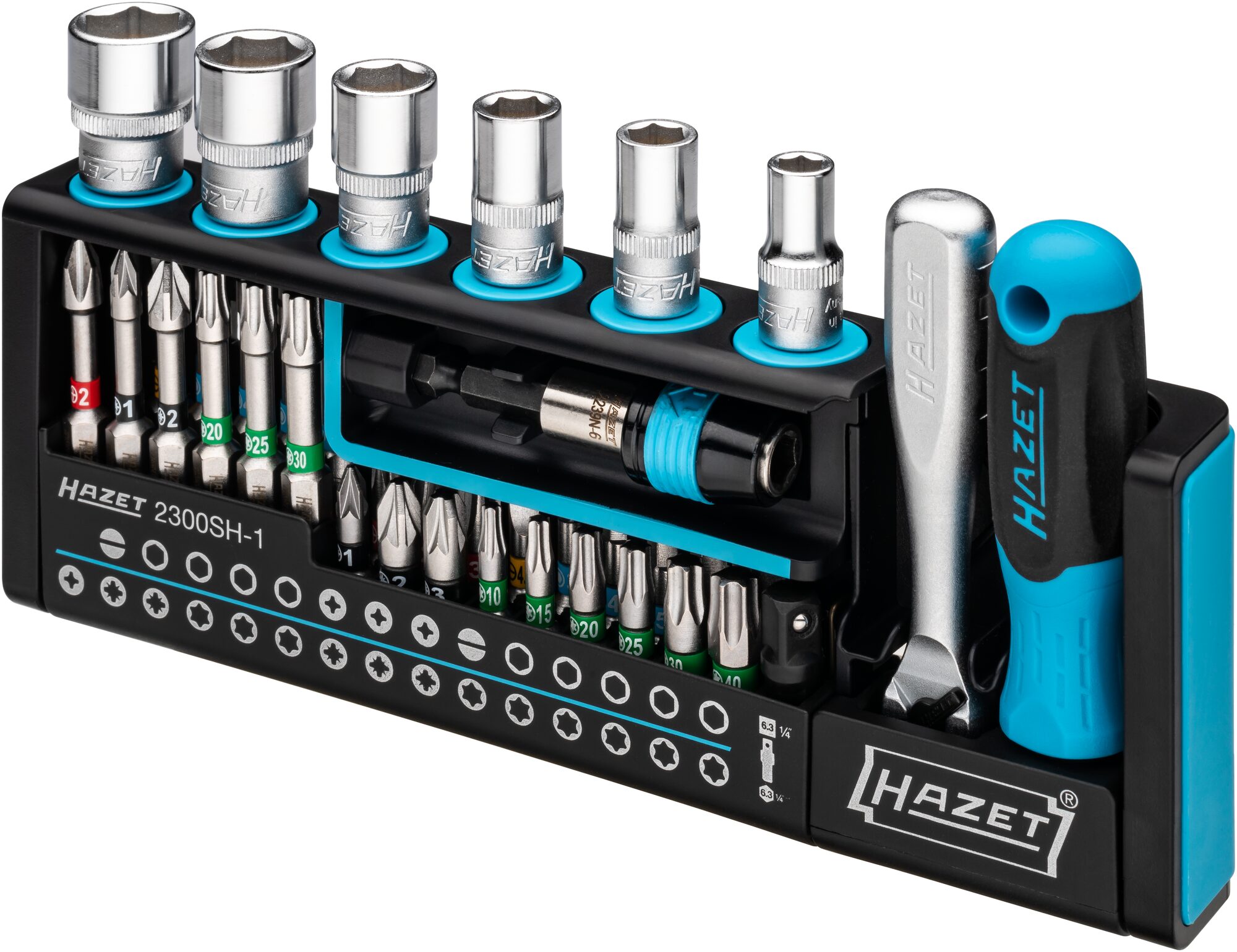 HAZET SmartHolder Werkzeug-Halter 2300SH-1 · Sechskant massiv 6,3 (1/4 Zoll), Vierkant hohl 6,3 mm (1/4 Zoll) · Schlitz Profil, Kreuzschlitz Profil PH, Pozidriv Profil PZ, Innen Sechskant Profil, Innen TORX® Profil, Außen Sechskant-Tractionsprofil · 0,6? HAZET SmartHolder Werkzeug-Halter 2300SH-1 · Sechskant massiv 6,3 (1/4 Zoll), Vierkant hohl 6,3 mm (1/4 Zoll) · Schlitz Profil, Kreuzschlitz Profil PH, Pozidriv Profil PZ, Innen Sechskant Profil, Innen TORX® Profil, Außen Sechskant-Tractionsprofil · 0,6?