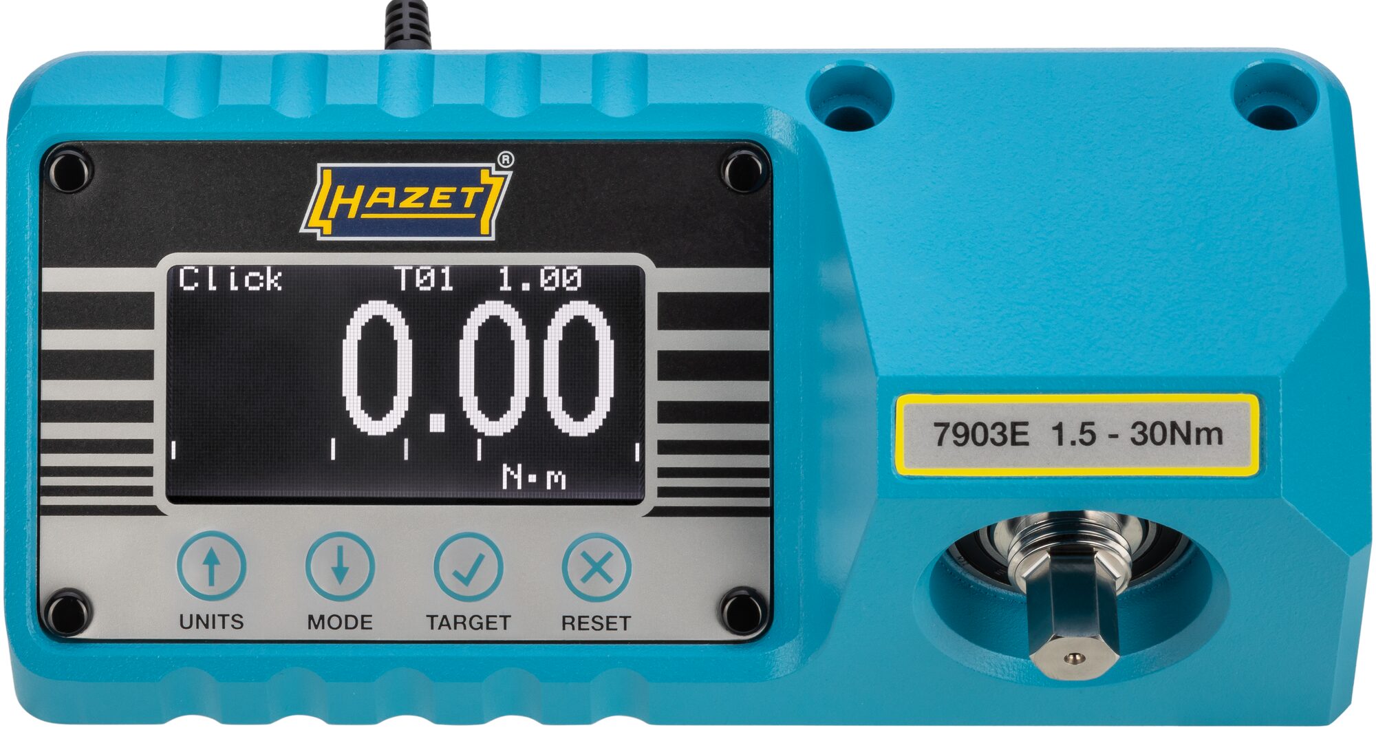 HAZET Drehmoment-Prüfgerät · elektronisch · 1,5–30 Nm 7903E · Drehmomentbereich min-max: 1.5–30 Nm · 3/8 Zoll (10 mm) Sechskant massiv, 1/4 Zoll (6,3 mm) Vierkant hohl, 3/8 Zoll (10 mm) Vierkant hohl · 175 mm x 64 mm x 72 mm