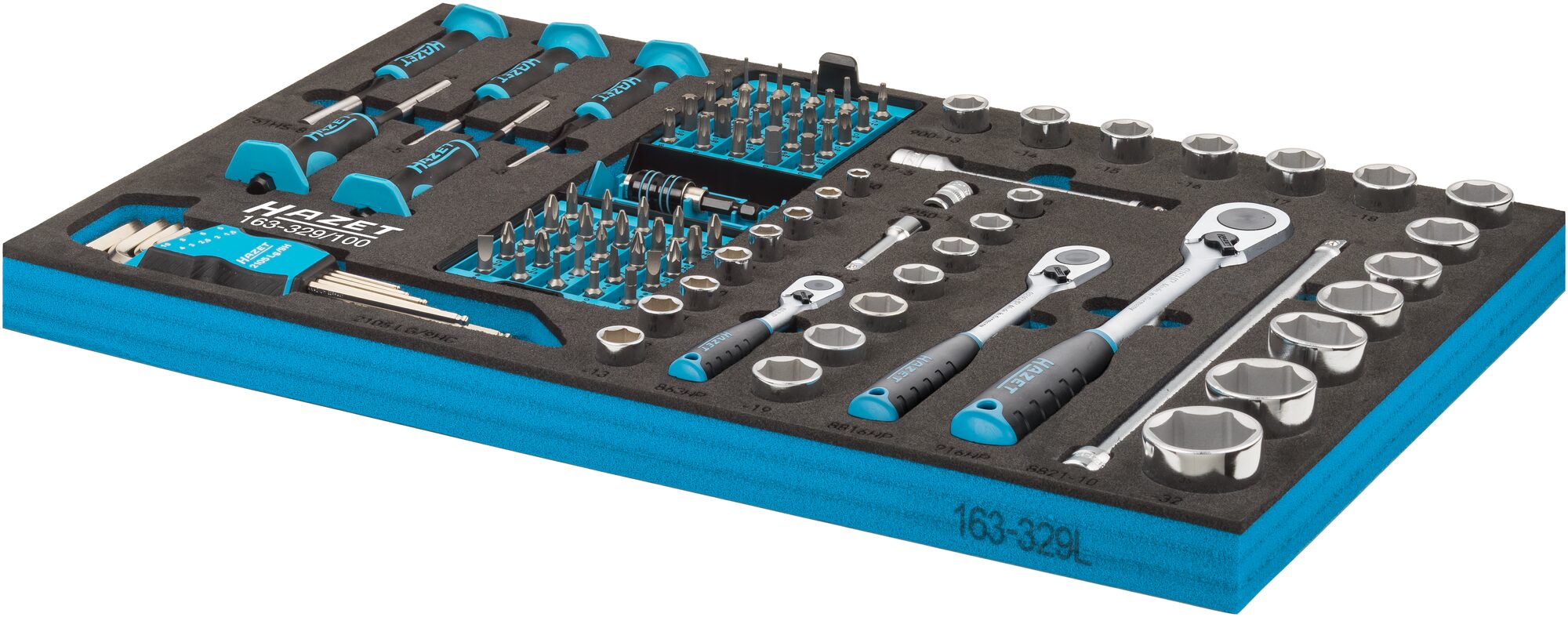 HAZET Werkzeug Satz 163-329/100 · Vierkant hohl 6,3 mm (1/4 Zoll)/ 10 mm (3/8 Zoll/12,5 mm (1/2 Zoll), Sechskant massiv 6,3 (1/4 Zoll) · Anzahl Werkzeuge: 100