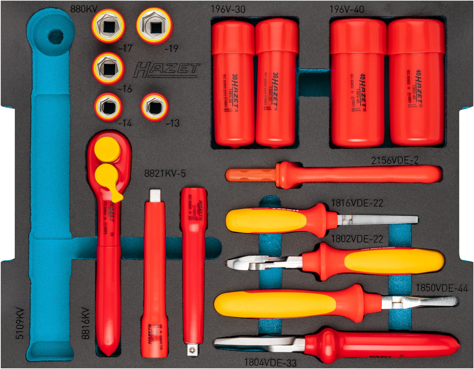 HAZET Werkzeug Satz · schutzisoliert 150/27 · Vierkant hohl 10 mm (3/8 Zoll) · Außen Sechskant Profil, Außen Doppel-Sechskant Profil, Schlitz Profil, Kreuzschlitz Profil PH · 0,4?x?2,5?–?0,8?x?4 · 13?–?19 · PH1?–?PH2 · Anzahl Werkzeuge: 27