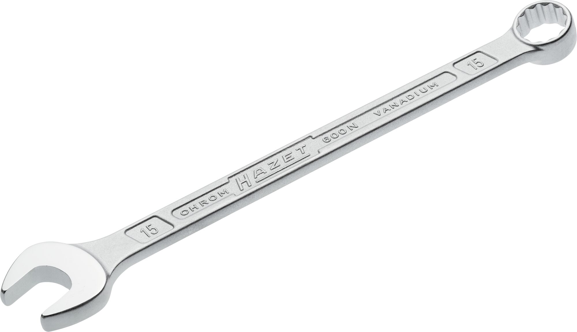 HAZET Ring-Maulschlüssel 600N-15 · Außen Doppel-Sechskant-Tractionsprofil · 15 mm HAZET Ring-Maulschlüssel 600N-15 · Außen Doppel-Sechskant-Tractionsprofil · 15 mm