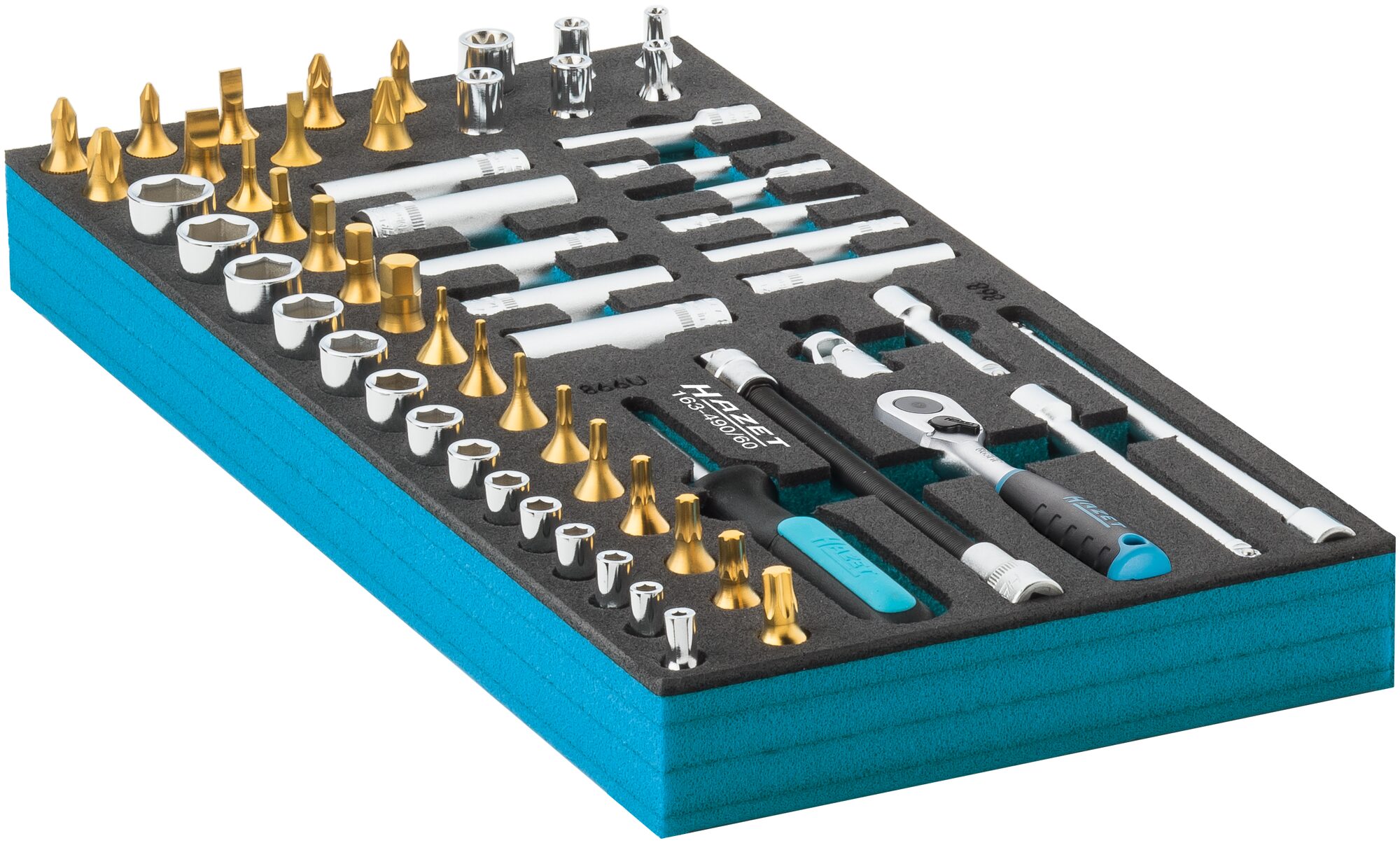 HAZET Steckschlüssel Satz 163-490/60 · Vierkant hohl 6,3 mm (1/4 Zoll) · Außen TORX® Profil, Außen Sechskant-Tractionsprofil, Innen TORX® Profil, Innen Sechskant Profil, Kreuzschlitz Profil PH, Pozidriv Profil PZ, Schlitz Profil · 0,8?x?4 · 1,2?x?8 · 3?–