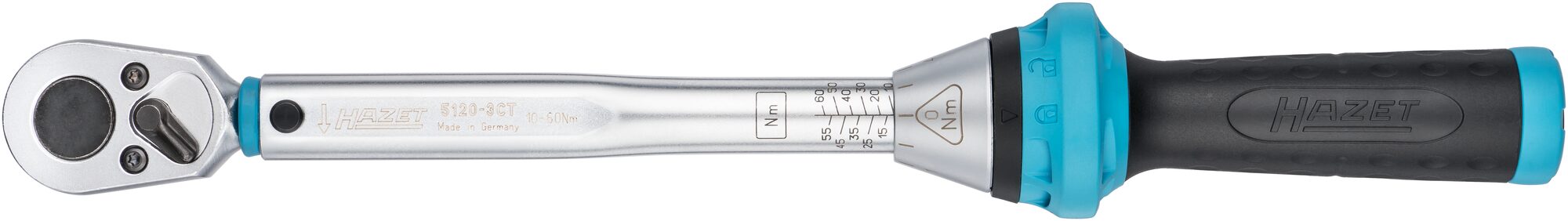 HAZET Drehmoment-Schlüssel 5120-3CT · Nm min-max: 10–60 Nm · Toleranz: 3% · Vierkant massiv 12,5 mm (1/2 Zoll) HAZET Drehmoment-Schlüssel 5120-3CT · Nm min-max: 10–60 Nm · Toleranz: 3% · Vierkant massiv 12,5 mm (1/2 Zoll)