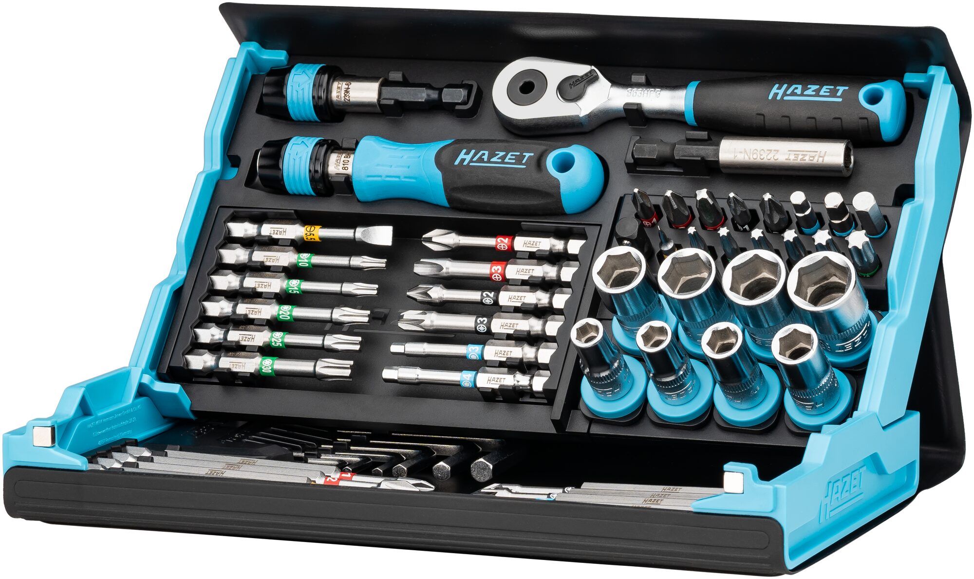 HAZET SmartCase Bit Satz 2200SC-32 · Sechskant massiv 6,3 (1/4 Zoll), Vierkant hohl 6,3 mm (1/4 Zoll) · Anzahl Werkzeuge: 59