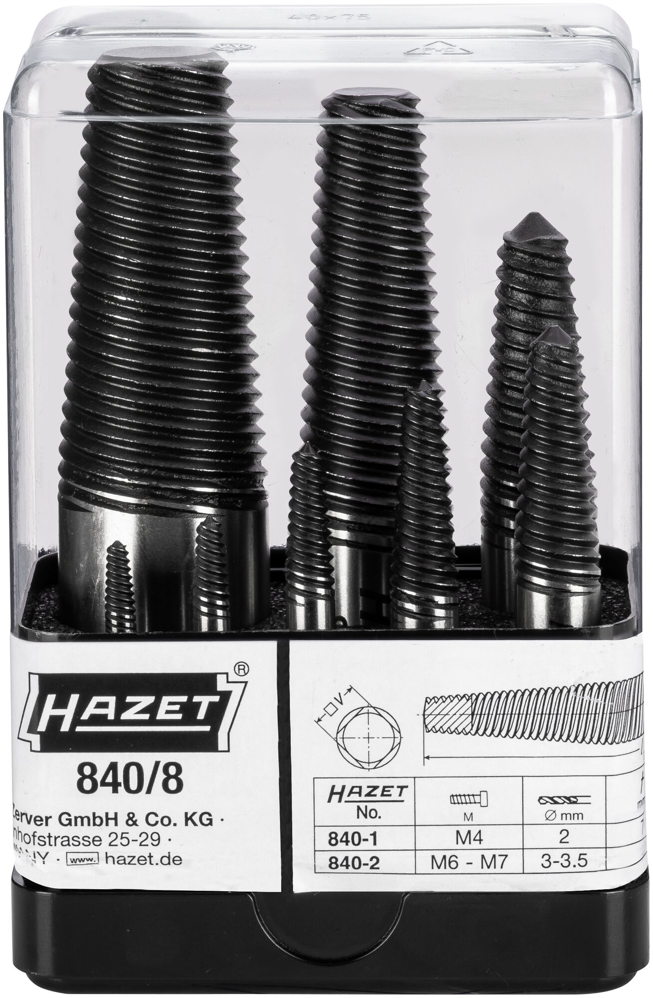 HAZET Schraubenausdreher Satz 840/8 · Anzahl Werkzeuge: 8 HAZET Schraubenausdreher Satz 840/8 · Anzahl Werkzeuge: 8