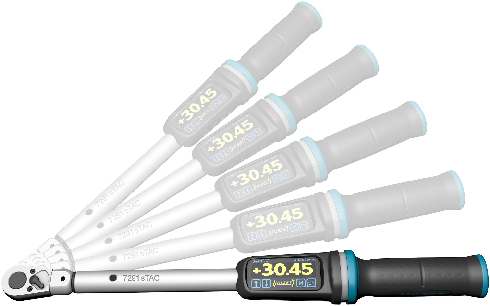 HAZET Elektronischer Drehmoment- / Drehwinkel-Schlüssel 7281-5STAC · Nm min-max: 2.5?–?25 Nm · lbf min-max: 1.85?–?18.5 lbf.ft  · Toleranz: 2% · Einsteck-Vierkant 9 x 12 mm, Vierkant massiv 6,3 mm (1/4 Zoll)