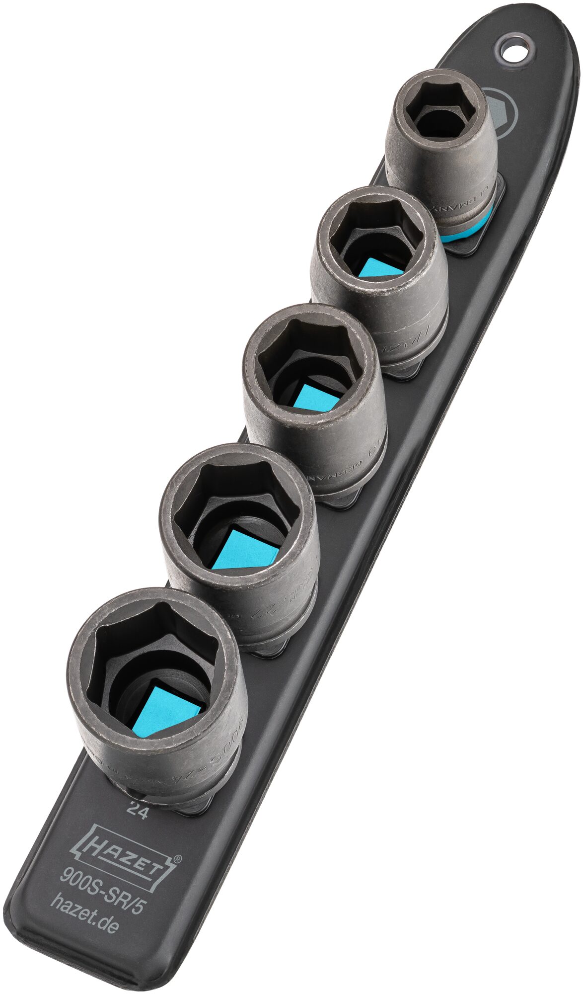 HAZET SmartRail · Flexible Kunststoff-Steckleiste 900S-SR/5 · Vierkant hohl 12,5 mm (1/2 Zoll) · Außen Sechskant-Tractionsprofil · 13 · 17 · 19 · 22 · 24 · Anzahl Werkzeuge: 5