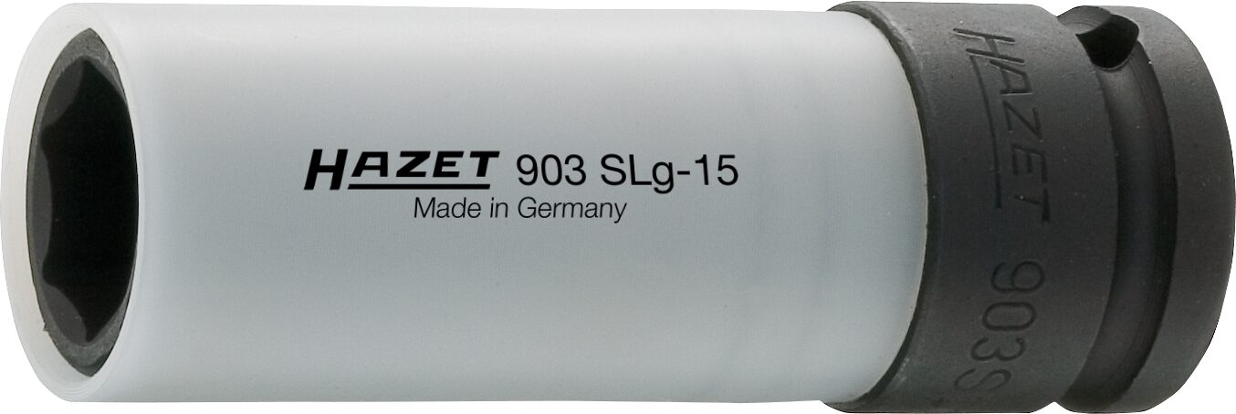 HAZET Schlag-, Maschinenschrauber Steckschlüsseleinsatz · Sechskant 903SLG-15 · Vierkant hohl 12,5 mm (1/2 Zoll) · Außen Sechskant-Tractionsprofil · 15 mm