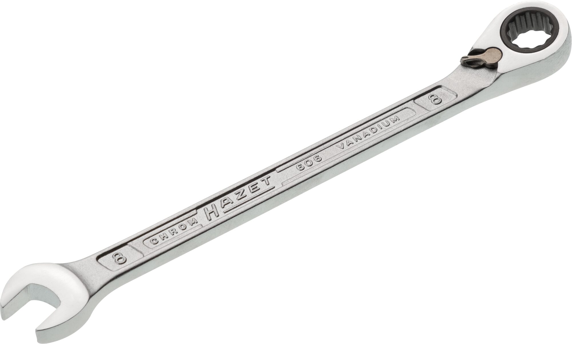 HAZET Knarren Ring-Maulschlüssel 606-8 · Außen Doppel-Sechskant-Tractionsprofil · 8 mm