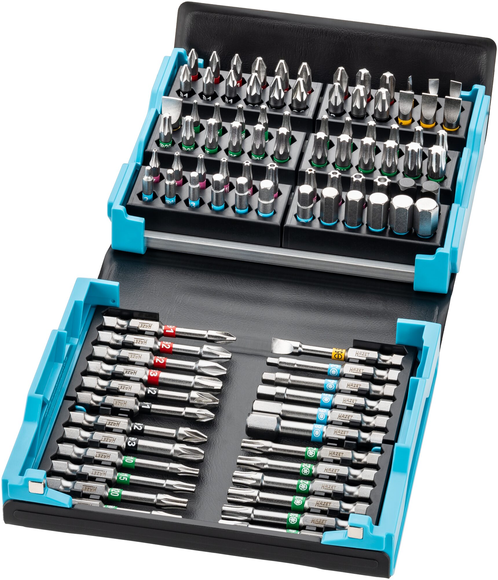 HAZET SmartCase Bit Satz 2200SC-3 · Sechskant massiv 6,3 (1/4 Zoll) · Schlitz Profil, Kreuzschlitz Profil PH, Pozidriv Profil PZ, Innen Sechskant Profil, Innen TORX® Profil, Tamper Resistant TORX® Profil · 0,4?x?1,5?–?1,2?x?8 · 2?–?8 · PH1?–?PH3 · PZ1?–?