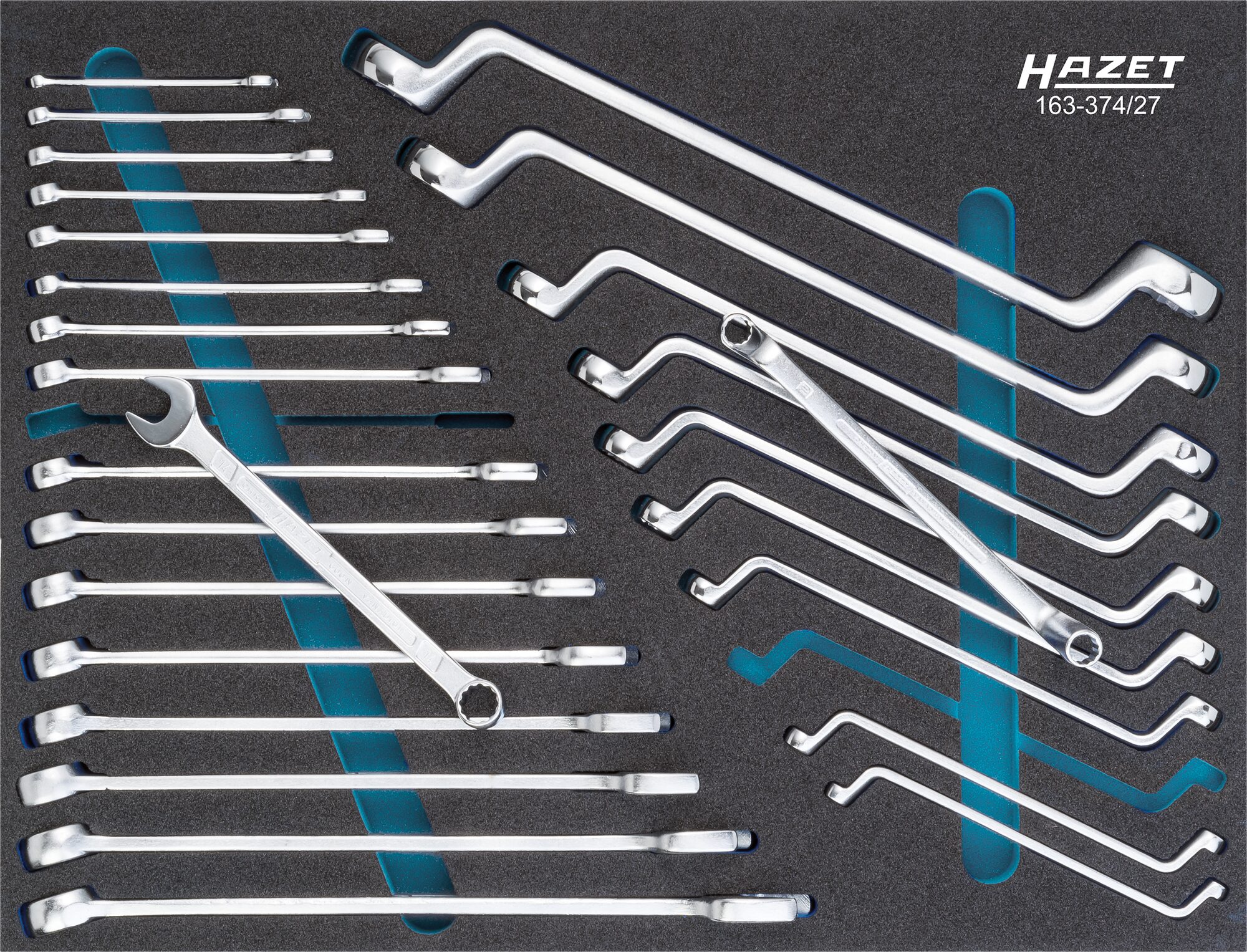 HAZET Schraubenschlüssel Satz 163-374/27 · Außen Doppel-Sechskant Profil, Außen Doppel-Sechskant-Tractionsprofil, Außen Sechskant Profil · 6?x?7?–?30?x?32 · Anzahl Werkzeuge: 27
