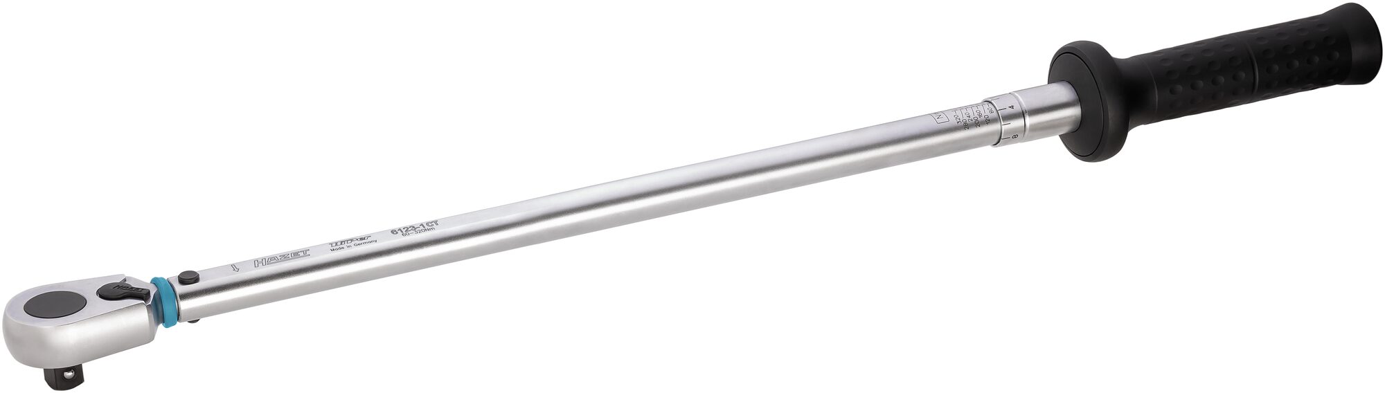 HAZET Drehmomentschlüssel 6123-1CT · Drehmomentbereich min-max: 60?–?320 Nm · Genauigkeit: 2% · 1/2 Zoll (12,5 mm) Vierkant massiv · 661 mm
