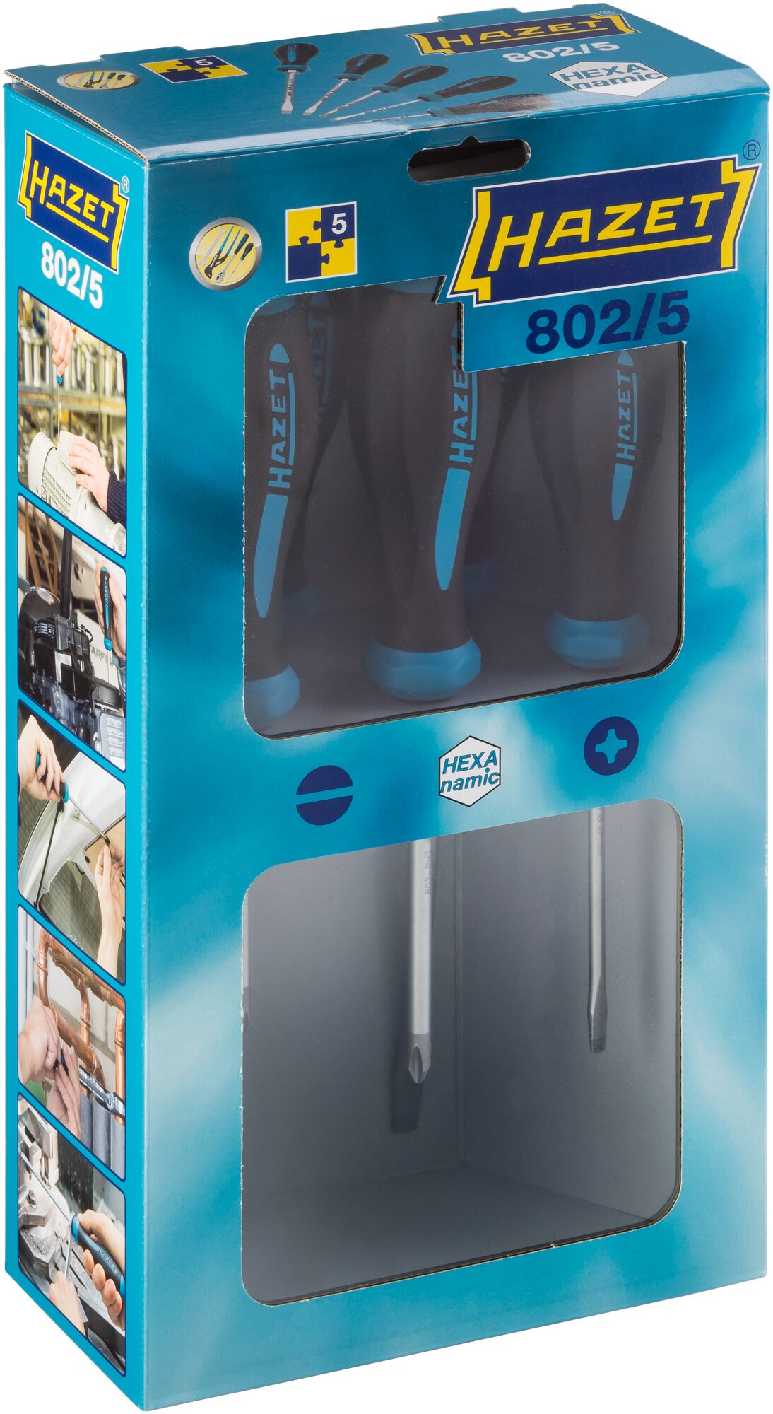 HAZET Schraubendreher Satz HEXAnamic® 802/5 · Schlitz Profil, Kreuzschlitz Profil PH · 0.8x4 – 1.2x6.5 · PH1 – PH2 · Anzahl Werkzeuge: 5 HAZET Schraubendreher Satz HEXAnamic® 802/5 · Schlitz Profil, Kreuzschlitz Profil PH · 0.8x4 – 1.2x6.5 · PH1 – PH2 · Anzahl Werkzeuge: 5